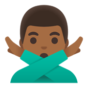 🙅🏾‍♂️ Emoji Hombre Haciendo El Gesto De «no»: Tono De Piel Oscuro Medio en Google Android 12L.
