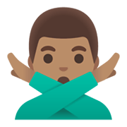 🙅🏽‍♂️ Emoji Homem Fazendo Gesto De «não»: Pele Morena na Google Android 12L.