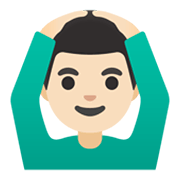 🙆🏻‍♂️ Emoji Mann mit Händen auf dem Kopf: helle Hautfarbe Google Android 12L.
