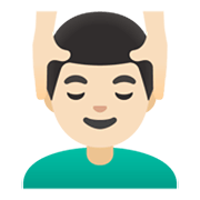 💆🏻‍♂️ Emoji Mann, der eine Kopfmassage bekommt: helle Hautfarbe Google Android 12L.