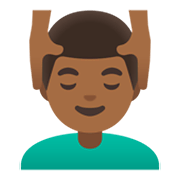 💆🏾‍♂️ Emoji Mann, der eine Kopfmassage bekommt: mitteldunkle Hautfarbe Google Android 12L.