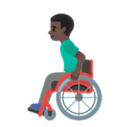 👨🏿‍🦽 Emoji Mann in manuellem Rollstuhl: dunkle Hautfarbe Google Android 12L.