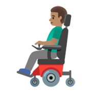 👨🏽‍🦼 Emoji Homem Em Cadeira De Rodas Motorizada: Pele Morena na Google Android 12L.