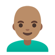 👨🏽‍🦲 Emoji Mann: mittlere Hautfarbe, Glatze Google Android 12L.