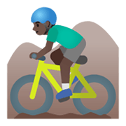 Emoji 🚵🏿‍♂️ Ciclista Uomo Di Mountain Bike: Carnagione Scura su Google Android 12L.