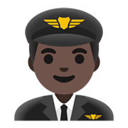 👨🏿‍✈️ Emoji Pilot: dunkle Hautfarbe Google Android 12L.