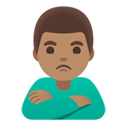🙎🏽‍♂️ Emoji Homem Fazendo Bico: Pele Morena na Google Android 12L.