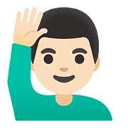 🙋🏻‍♂️ Emoji Mann mit erhobenem Arm: helle Hautfarbe Google Android 12L.