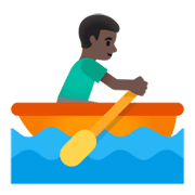 🚣🏿‍♂️ Emoji Mann im Ruderboot: dunkle Hautfarbe Google Android 12L.