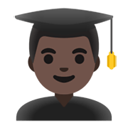 👨🏿‍🎓 Emoji Student: dunkle Hautfarbe Google Android 12L.