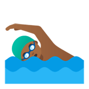 🏊🏾‍♂️ Emoji Homem Nadando: Pele Morena Escura na Google Android 12L.