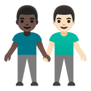 👨🏿‍🤝‍👨🏻 Emoji händchenhaltende Männer: dunkle Hautfarbe, helle Hautfarbe Google Android 12L.