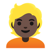 👱🏿 Emoji Person: dunkle Hautfarbe, blondes Haar Google Android 12L.