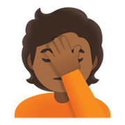 🤦🏾 Emoji sich an den Kopf fassende Person: mitteldunkle Hautfarbe Google Android 12L.