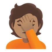 🤦🏽 Emoji sich an den Kopf fassende Person: mittlere Hautfarbe Google Android 12L.