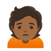 🙍🏾 Emoji missmutige Person: mitteldunkle Hautfarbe Google Android 12L.