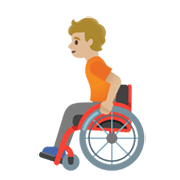 🧑🏼‍🦽 Emoji Person in manuellem Rollstuhl: mittelhelle Hautfarbe Google Android 12L.