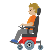 🧑🏼‍🦼 Emoji Person in motorisiertem Rollstuhl: mittelhelle Hautfarbe Google Android 12L.