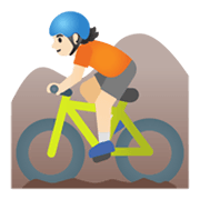 Emoji 🚵🏻 Ciclista Di Mountain Bike: Carnagione Chiara su Google Android 12L.
