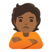 🙎🏾 Emoji Pessoa Fazendo Bico: Pele Morena Escura na Google Android 12L.