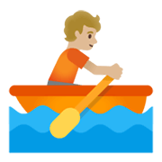 Émoji 🚣🏼 Personne Ramant Dans Une Barque : Peau Moyennement Claire sur Google Android 12L.