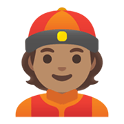 👲🏽 Emoji Mann mit chinesischem Hut: mittlere Hautfarbe Google Android 12L.