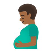 🫃🏾 Emoji Hombre Embarazado: Tono De Piel Oscuro Medio en Google Android 12L.