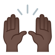 🙌🏿 Emoji zwei erhobene Handflächen: dunkle Hautfarbe Google Android 12L.