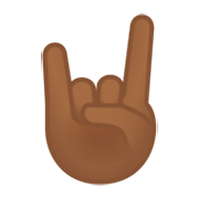 🤘🏾 Emoji Saudação Do Rock: Pele Morena Escura na Google Android 12L.