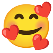 🥰 Emoji Cara Sonriendo Con Corazones en Google Android 12L.