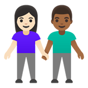 Emoji 👩🏻‍🤝‍👨🏾 Uomo E Donna Che Si Tengono Per Mano: Carnagione Chiara E Carnagione Abbastanza Scura su Google Android 12L.