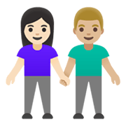 👩🏻‍🤝‍👨🏼 Emoji Mann und Frau halten Hände: helle Hautfarbe, mittelhelle Hautfarbe Google Android 12L.