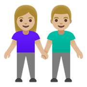 👫🏼 Emoji Mann und Frau halten Hände: mittelhelle Hautfarbe Google Android 12L.