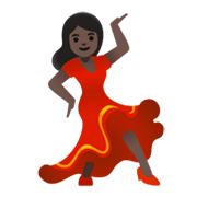 💃🏿 Emoji tanzende Frau: dunkle Hautfarbe Google Android 12L.