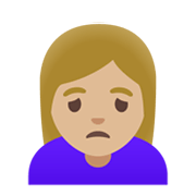 🙍🏼‍♀️ Emoji missmutige Frau: mittelhelle Hautfarbe Google Android 12L.