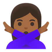 🙅🏾‍♀️ Emoji Frau mit überkreuzten Armen: mitteldunkle Hautfarbe Google Android 12L.