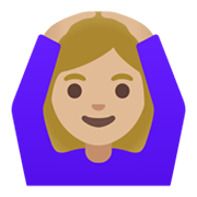 🙆🏼‍♀️ Emoji Frau mit Händen auf dem Kopf: mittelhelle Hautfarbe Google Android 12L.