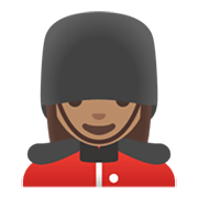 💂🏽‍♀️ Emoji Wachfrau: mittlere Hautfarbe Google Android 12L.