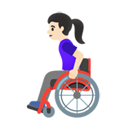 👩🏻‍🦽 Emoji Frau in manuellem Rollstuhl: helle Hautfarbe Google Android 12L.