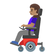 👩🏽‍🦼 Emoji Frau in elektrischem Rollstuhl: mittlere Hautfarbe Google Android 12L.