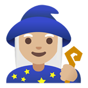 🧙🏼‍♀️ Emoji Maga: Tono De Piel Claro Medio en Google Android 12L.