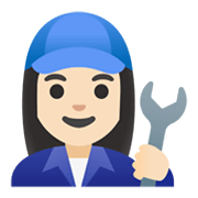 Emoji 👩🏻‍🔧 Meccanico Donna: Carnagione Chiara su Google Android 12L.