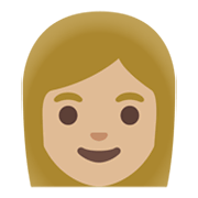 👩🏼 Emoji Mujer: Tono De Piel Claro Medio en Google Android 12L.