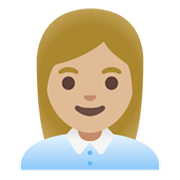 Émoji 👩🏼‍💼 Employée De Bureau : Peau Moyennement Claire sur Google Android 12L.