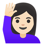 🙋🏻‍♀️ Emoji Frau mit erhobenem Arm: helle Hautfarbe Google Android 12L.