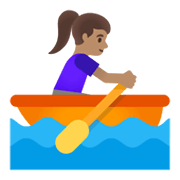 🚣🏽‍♀️ Emoji Frau im Ruderboot: mittlere Hautfarbe Google Android 12L.