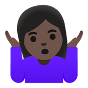 🤷🏿‍♀️ Emoji schulterzuckende Frau: dunkle Hautfarbe Google Android 12L.