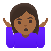 🤷🏾‍♀️ Emoji schulterzuckende Frau: mitteldunkle Hautfarbe Google Android 12L.