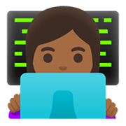 👩🏾‍💻 Emoji Tecnóloga: Pele Morena Escura na Google Android 12L.