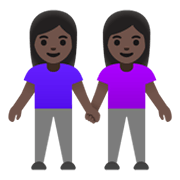 👭🏿 Emoji händchenhaltende Frauen: dunkle Hautfarbe Google Android 12L.
